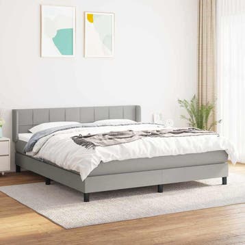 vidaXL Boxspring met matras stof lichtgrijs 180x200 cm, Verzenden, Nieuw