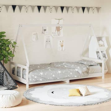 vidaXL Kinderbedframe 90x190 cm massief grenenhout wit, Verzenden