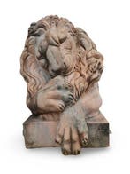 sculptuur, Splendido leone dal modello di Canova - 110 cm -