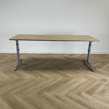verstelbaar bureau 200x80 cm, natuur eiken - grijs, In hoogte verstelbaar, Gebruikt