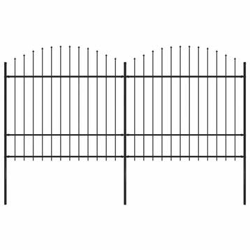 vidaXL Tuinhek met speerpunt staal 337x175 cm zwart, Verzenden, Nieuw