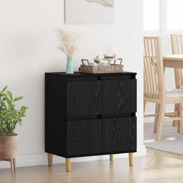 vidaXL Dressoir Zwart Eiken 60 x 35 x 70 cm Bewerkt hout, Verzenden, Nieuw
