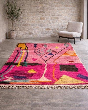 Large Contemporary Moroccan Boujad Rug – Handwoven Wool -