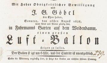 Herr Göbel lässt einen großen Luft-Ballon steigen! - 1828, Antiek en Kunst, Antiek | Boeken en Manuscripten