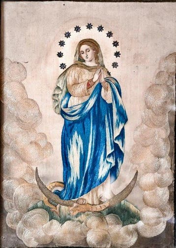 Broderie - 43.5 cm - 30 cm - Broderie dévotionnelle ancienne