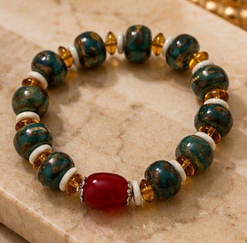 Prachtige natuurlijke agaat- en barnsteen kralenarmband -, Collections