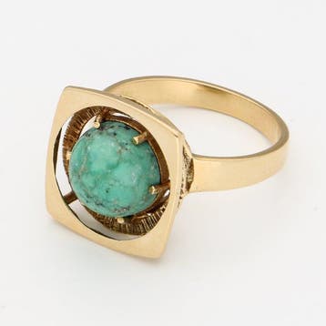 Bague - 18 carats Or jaune - turquoise, Bijoux, Sacs & Beauté