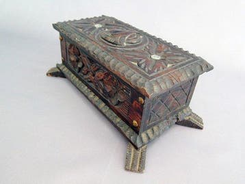 Cercueil - Bois sculpté artisanal - Coffre maçonnique secret, Verzamelen, Militaria | Algemeen