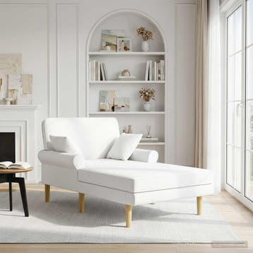 vidaXL Chaise longue Wit Stof, Verzenden