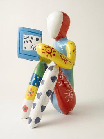 Beeldje, Figura di Lettore Stilizzata - 47 cm - Hars