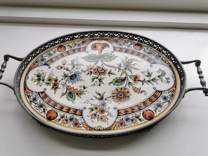 Delft, Plateelbakkerij - Presenteerblad - Tin, Keramiek -, Antiek en Kunst, Antiek | Glaswerk en Kristal