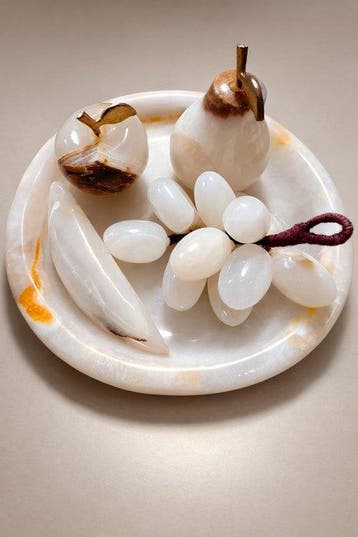 Decoratief dienblad - Marmeren fruitset, vintage natuursteen