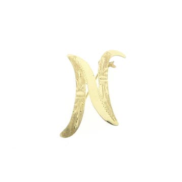 Gouden letter broche; letter N, Handtassen en Accessoires, Broches, Ophalen of Verzenden, Gebruikt, Goud, Goud
