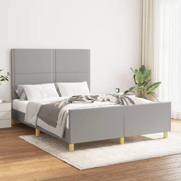 vidaXL Bedframe zonder matras stof lichtgrijs 140x190 cm, Verzenden