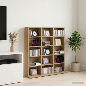 vidaXL CD Kast Artisanaal eiken 96 x 23,5 x 97,5 cm Bewerkt, Huis en Inrichting, Woonaccessoires | Cd- en Dvd-rekken, Verzenden