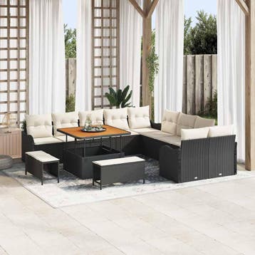 vidaXL Tuinbank Set 13 st 12-Aantal zitplaatsen Zwart en, Tuin en Terras, Verzenden, Nieuw