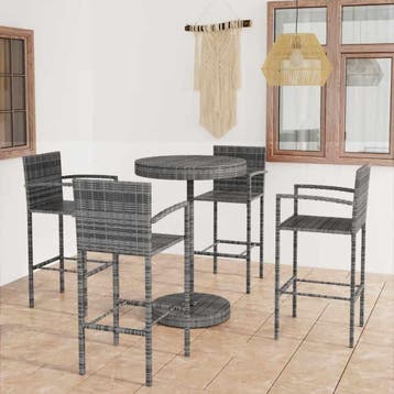 vidaXL 5-delige Tuinbarset poly rattan grijs, Verzenden, Nieuw