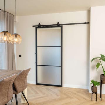 Stalen Schuifdeur - Zwart - 3 Vlaks - Mat glas *, Bricolage & Construction, Châssis & Portes coulissantes