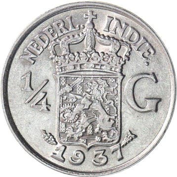Nederlands-Indië. 1/4 Gulden 1937 t/m 1945 S KWALITEIT (lot