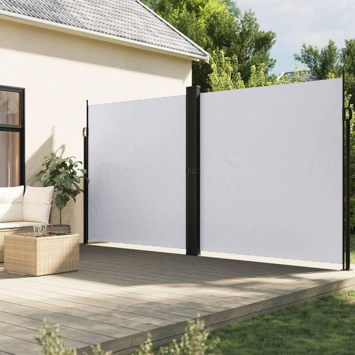 vidaXL Windscherm uittrekbaar 200x1200 cm wit, Tuin en Terras, Parasols, Nieuw, Verzenden