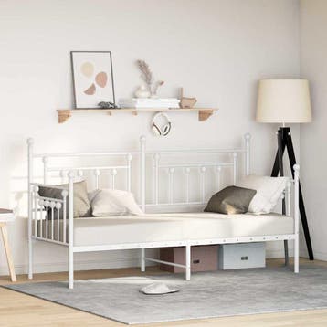 vidaXL Bedframe voor een daybed Wit 75 x 190 cm Staal, Verzenden