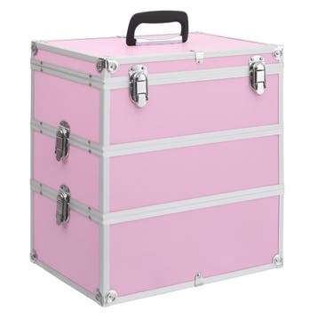 vidaXL Make-up koffer 37x24x40 cm aluminium roze, Verzenden, Nieuw