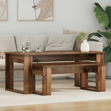 vidaXL Koffietafel Set 2 st Oudhout 100 x 50 x 42 cm Bewerkt, Verzenden, Nieuw