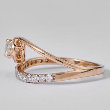 Statement ring - 14 karaat Geel goud - 0.91ct. tw. Diamant