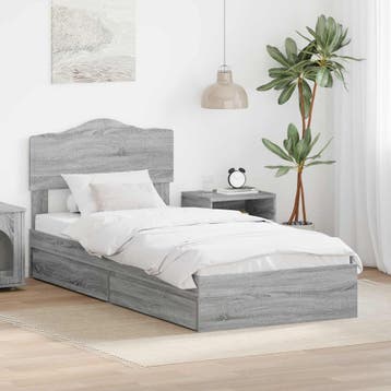 vidaXL Opbergbed met lade Grijs Sonoma 70 x 190 cm Bewerkt, Verzenden, Nieuw