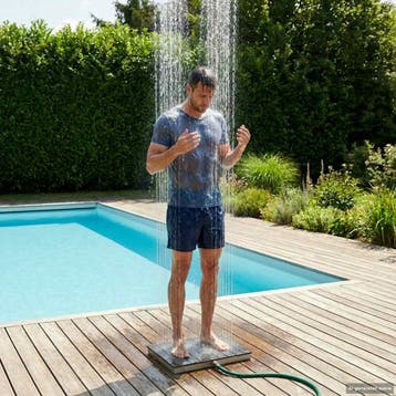 vidaXL Tuin Vloershower WPC en roestvrij staal 201 Antraciet, Tuin en Terras, Zwembaden, Verzenden, Nieuw
