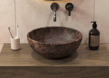 Salenzi Emperador Bruin Waskom 40x40x15cm Diep Opbouwmodel, Doe-het-zelf en Bouw, Ophalen of Verzenden, Nieuw, Overige typen