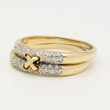 Bague - 18 carats Or jaune, Or blanc Diamant (Naturelle)