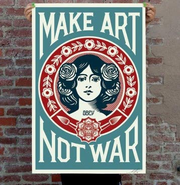 Shepard Fairey (OBEY) (1970) - (Blue) Make Art Not War