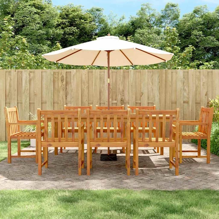vidaXL 9-delige Tuinset massief acaciahout, Tuin en Terras, Tuinsets en Loungesets, Tuinset, Nieuw, Verzenden