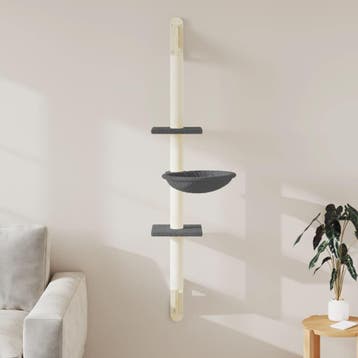 vidaXL Kattenmeubel wandgemonteerd met krabpaal 142,5 cm, Verzenden