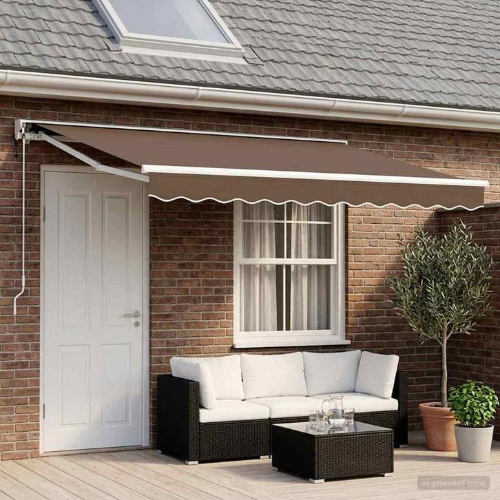 vidaXL Elektrisch Uitschuifbare Zonneluifel Taupe 4,5 × 3,5, Jardin & Terrasse, Protection solaire, Envoi