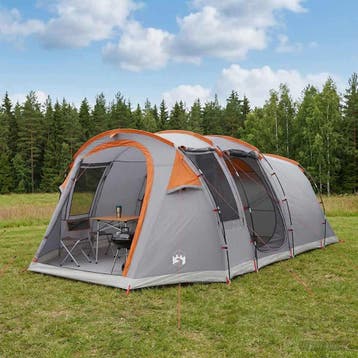 vidaXL Tunneltent Grijs en Oranje 505 x 330 x 204 cm, Verzenden, Nieuw