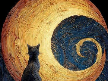 yamila - “El Alquimista Nocturno: Un Gato bajo el Resplandor