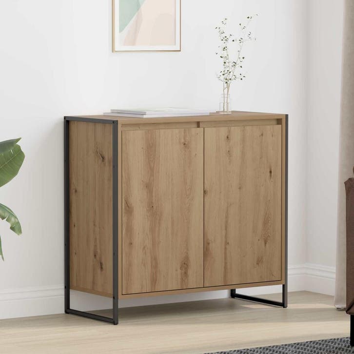 vidaXL Bijzetkast Ambachtelijk Eiken 79 x 36 x 75 cm Bewerkt, Huis en Inrichting, Kasten | Dressoirs, Nieuw, Verzenden