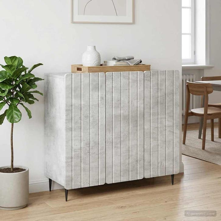 vidaXL Dressoir Betongrijs 89 x 34,5 x 82 cm Bewerkt hout, Maison & Meubles, Armoires | Dressoirs, Envoi