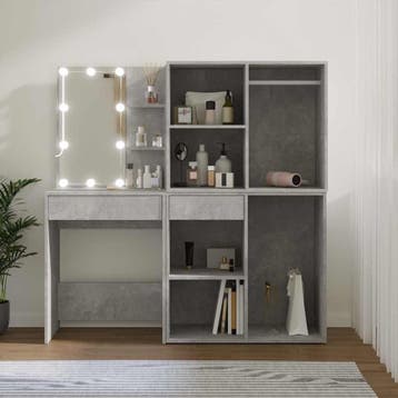 vidaXL Kaptafel met 2 kastjes en LEDs bewerkt hout, Verzenden, Nieuw