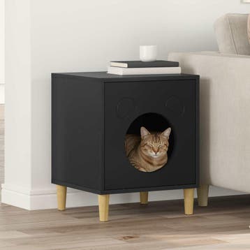 vidaXL Kattenhuis Zwart 42,5 x 40 x 53 cm Bewerkt hout, Verzenden, Nieuw