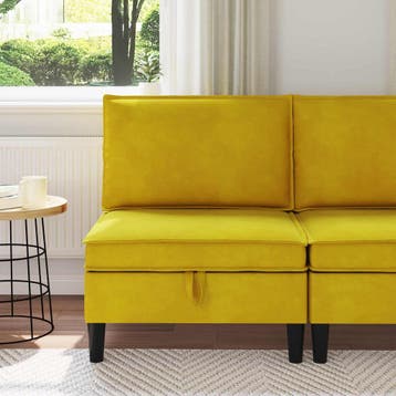 vidaXL Sofa met opslag Geel Fluweel, Verzenden