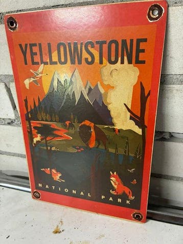 Emaille bord – Yellowstone National Park – vintage USA