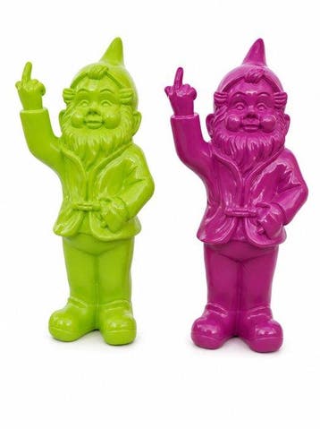 Beeld, set of naugthy gnomes color orange yellow - 16 cm -