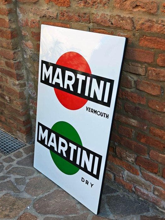 Martini - Etiket Martini Droge Vermouth - Emaille bord -, Antiek en Kunst, Antiek | Wandborden en Tegels