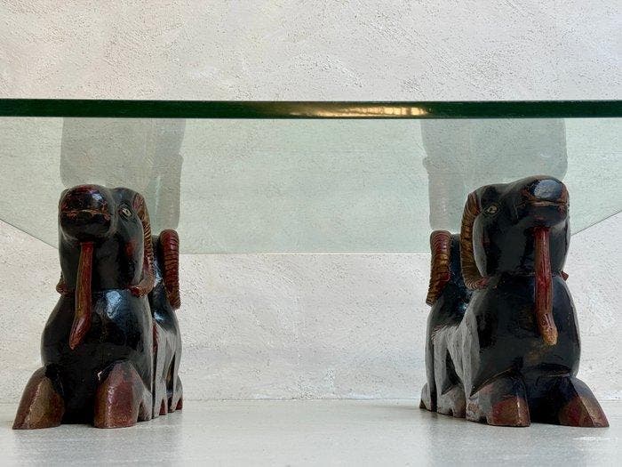 Table basse - Bois, Verre - Rare Hollywood Regency, Maison & Meubles, Maison & Meubles | Autre
