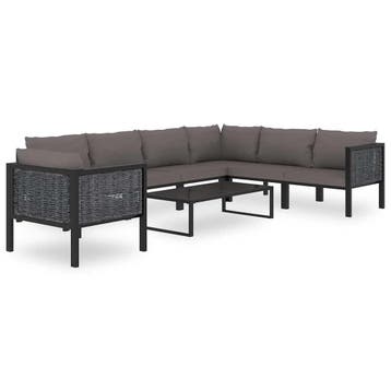 vidaXL 8-delige Loungeset met kussens poly rattan antraciet, Verzenden, Nieuw, Loungeset