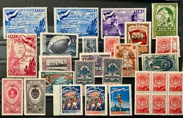 Rusland 1886/1957 - Drie steekkaarten met grotendeels, Gestempeld