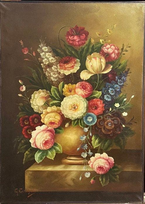 Giorgio Ceragioli (1861-1947), Attr. - Vaso con Fiori, Antiek en Kunst, Kunst | Schilderijen | Klassiek